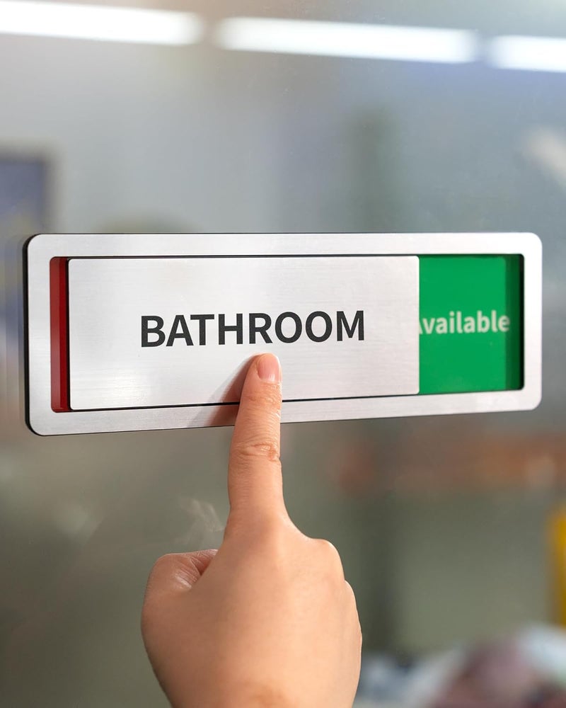 Abudada Bathroom Sliding Door Signs, Restroom Signs for Business Vacant Occupied Restroom Sign In Use/Available Slider Sign for Home Office Or Public Bathroom Door, Brushed Silver Stainless Steel - Image 5